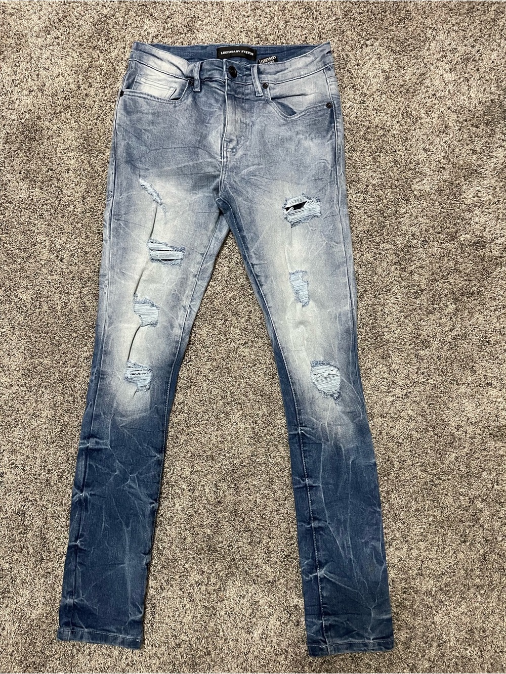 Distressed Light Blue Men's Skinny Jeans by